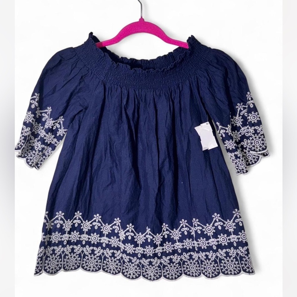 Abercrombie & Fitch Navy Blue Embroidered Top - Picture 1 of 5